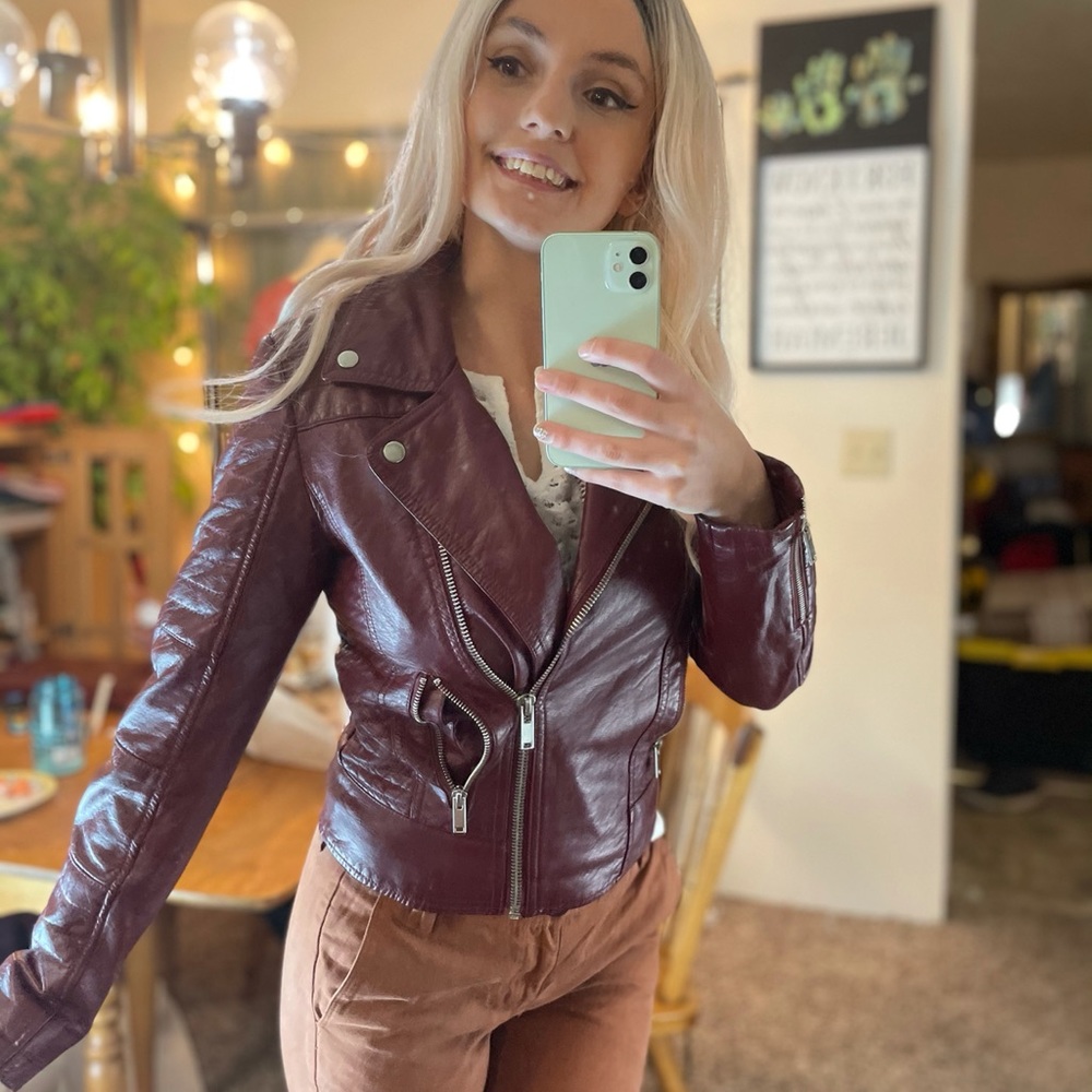 Forever 21 red faux leather jacket